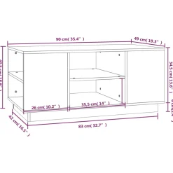 vidaXL Salontafel 90x49x40,5 cm massief grenenhout wit