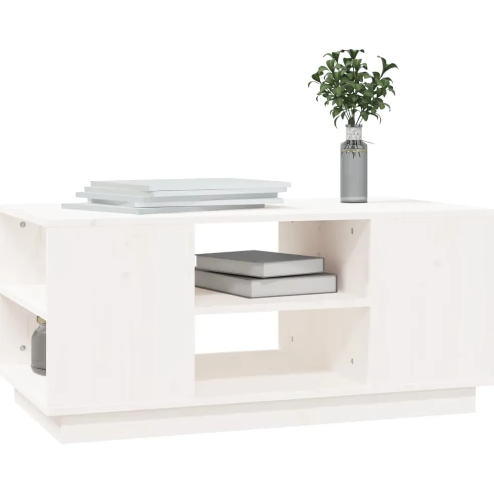 vidaXL Salontafel 90x49x40,5 cm massief grenenhout wit