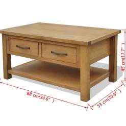 vidaXL Salontafel 88x53x45 cm massief eikenhout