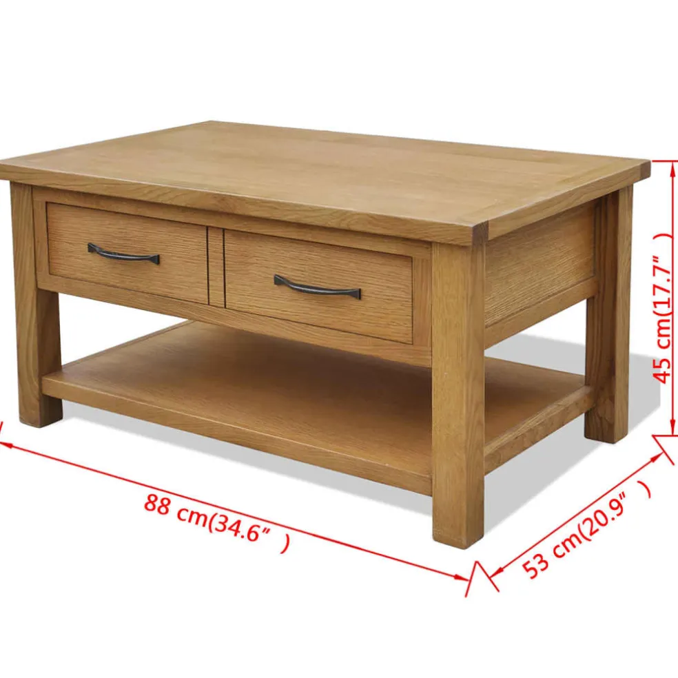 vidaXL Salontafel 88x53x45 cm massief eikenhout