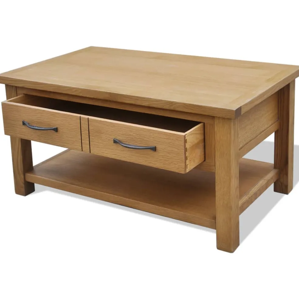 vidaXL Salontafel 88x53x45 cm massief eikenhout