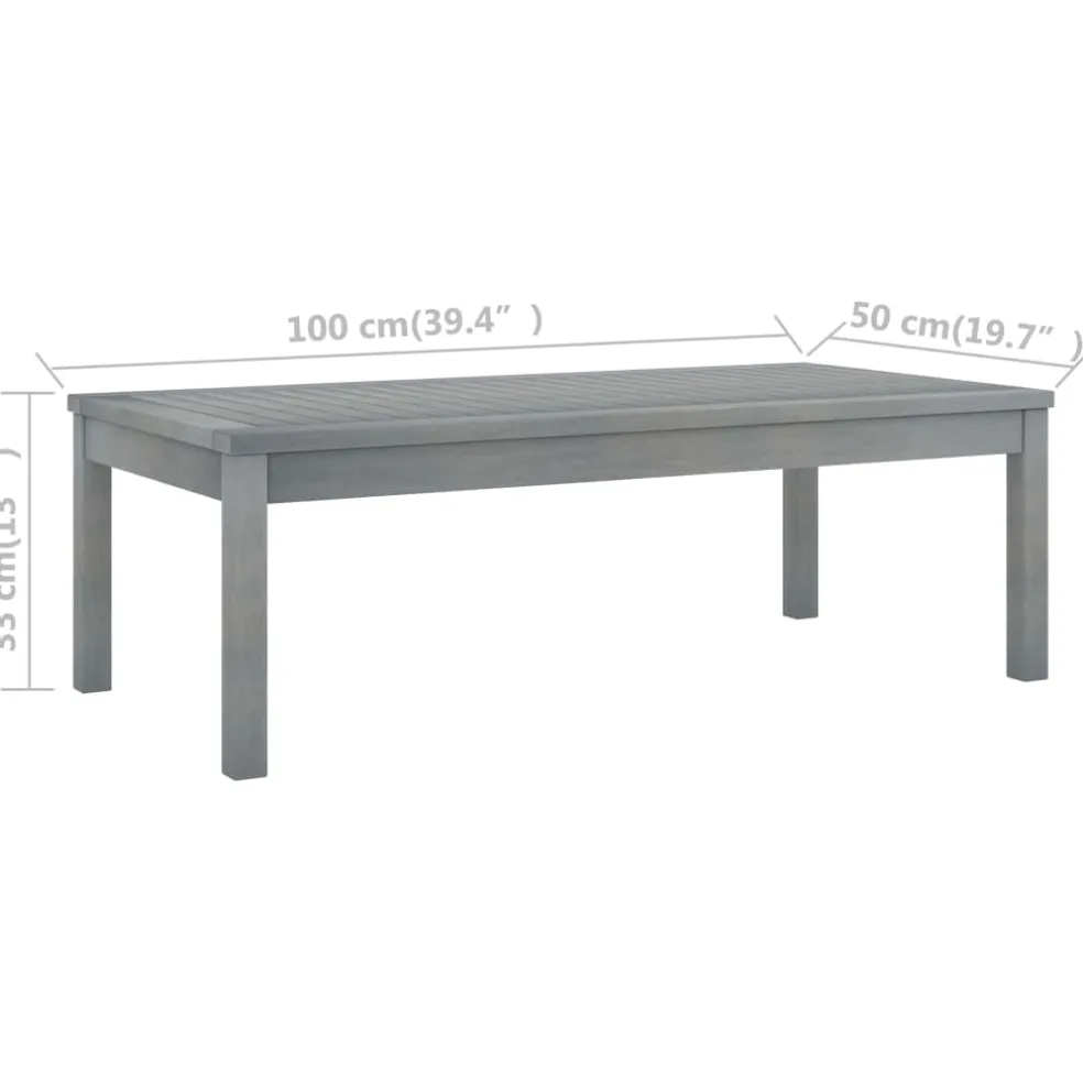 vidaXL Salontafel 100x50x33 cm massief acaciahout grijs