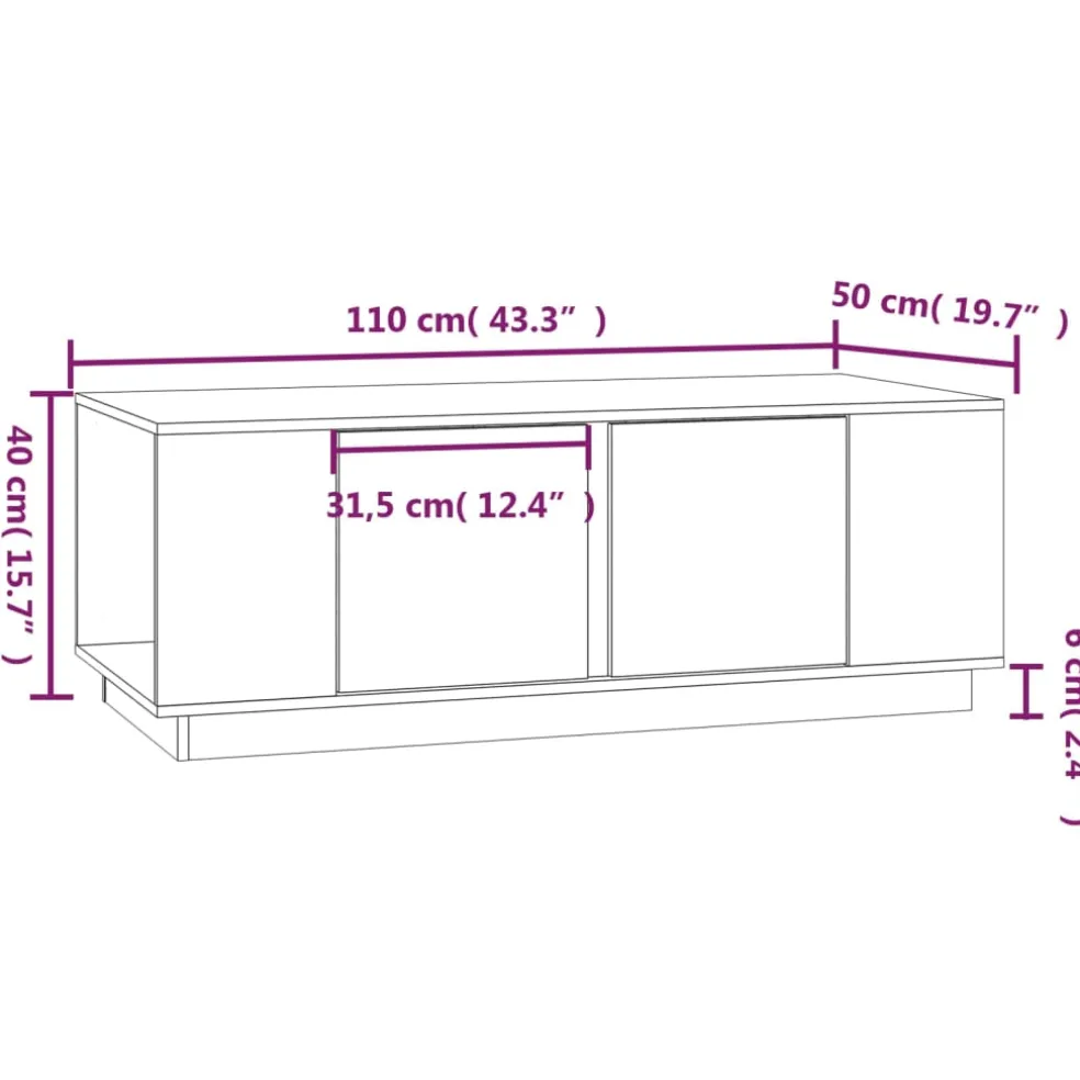 vidaXL Salontafel 110x50x40 cm massief grenenhout zwart