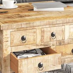 vidaXL Salontafel 70x70x40 cm ruw mangohout