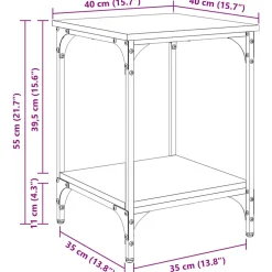 vidaXL Salontafel Zwart Eiken 40 x 40 x 55 cm Bewerkt hout