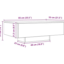vidaXL Salontafel Zwart Eiken 85 x 55 x 31 cm
