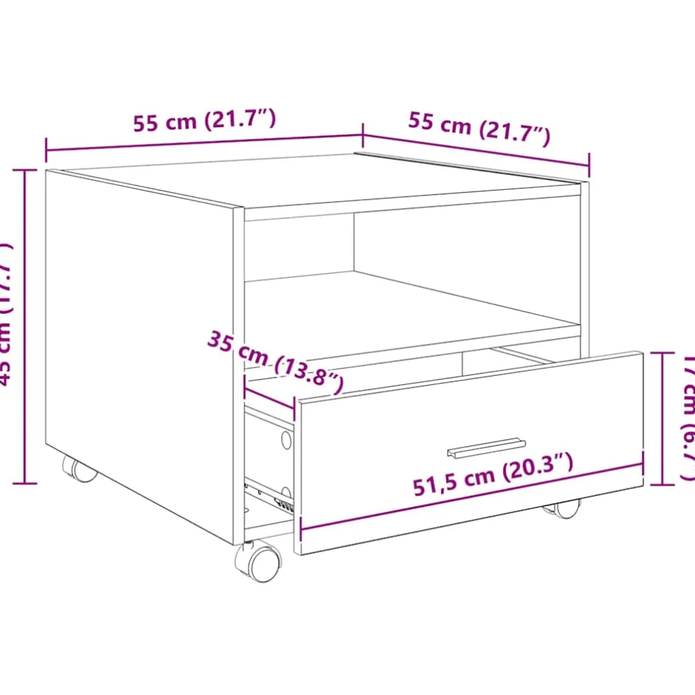 vidaXL Salontafel Zwart Eiken 55 x 55 x 45cm Bewerkt hout