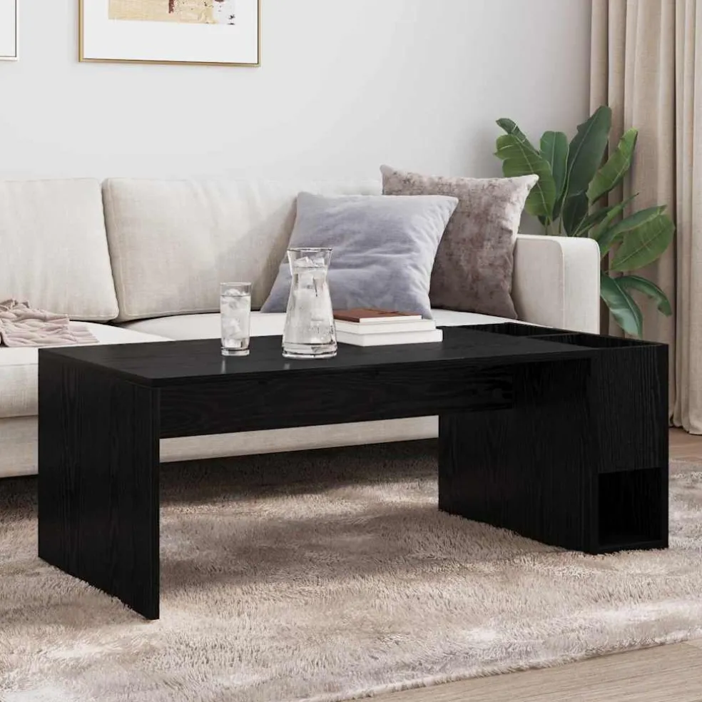 vidaXL Salontafel Zwart Eiken 101,5 x 50 x 37 cm Bewerkt hout