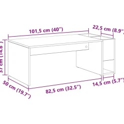 vidaXL Salontafel Zwart Eiken 101,5 x 50 x 37 cm Bewerkt hout