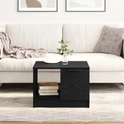 vidaXL Salontafel Zwart Eiken 50 x 50 x 36 cm Bewerkt hout
