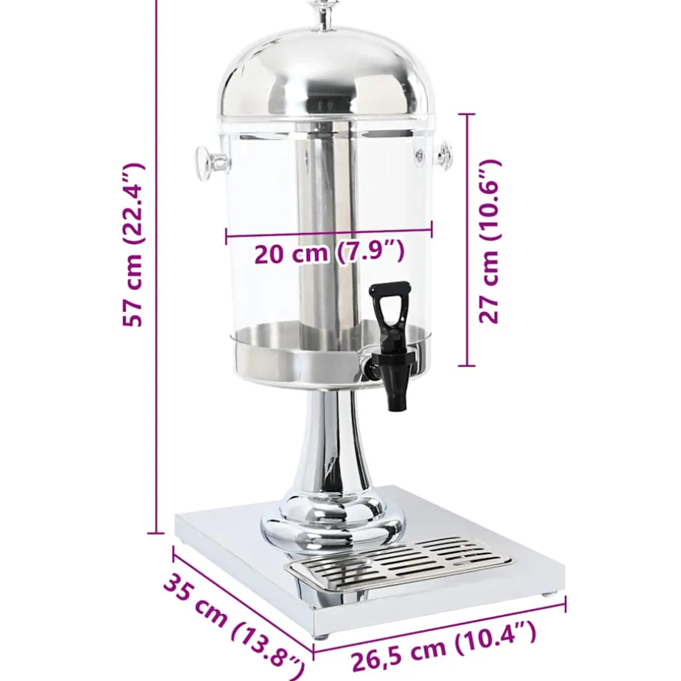vidaXL Sapdispenser roestvrij staal 8 L