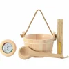 vidaXL Sauna Accessoire Set 4 st Bruin Massief Vurenhout en Hennep