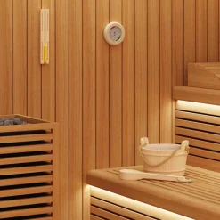 vidaXL Sauna Accessoire Set 4 st Bruin Massief Vurenhout en Hennep