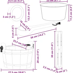 vidaXL Sauna Accessoire Set 4 st Bruin Massief Vurenhout en Hennep