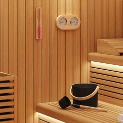 vidaXL Sauna Accessoire Set 4 st Zwart Aluminium en Massief Grenenhout