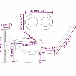 vidaXL Sauna Accessoire Set 4 st Zwart Aluminium en Massief Grenenhout