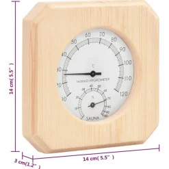 vidaXL Saunaset 2-in1 hygrothermograaf en zandloper massief grenenhout