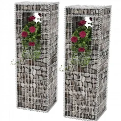 vidaXL Schanskorf palen/plantenbakken 2 st 50x50x160 cm staal