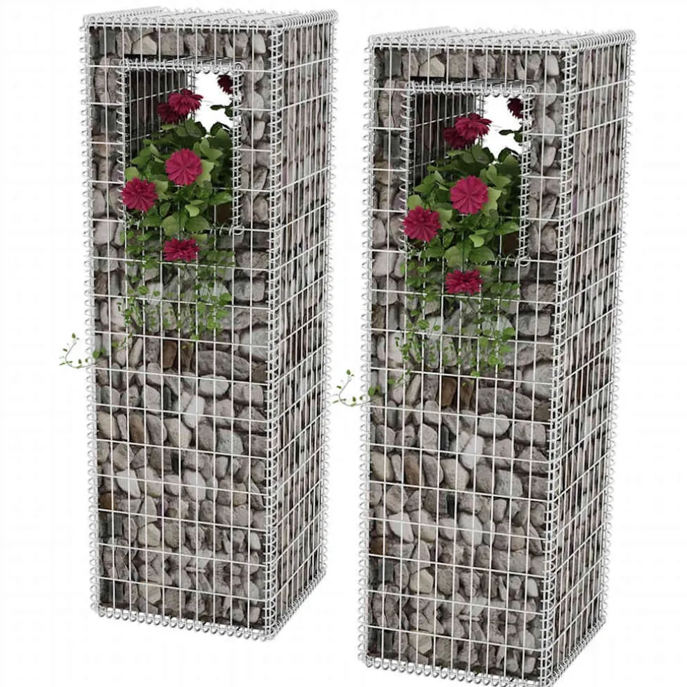 vidaXL Schanskorf palen/plantenbakken 2 st 50x50x160 cm staal