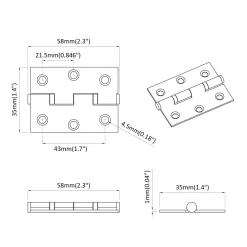 vidaXL Scharnier Effen 2 st zilver 58 x 35 x 1 mm Staal