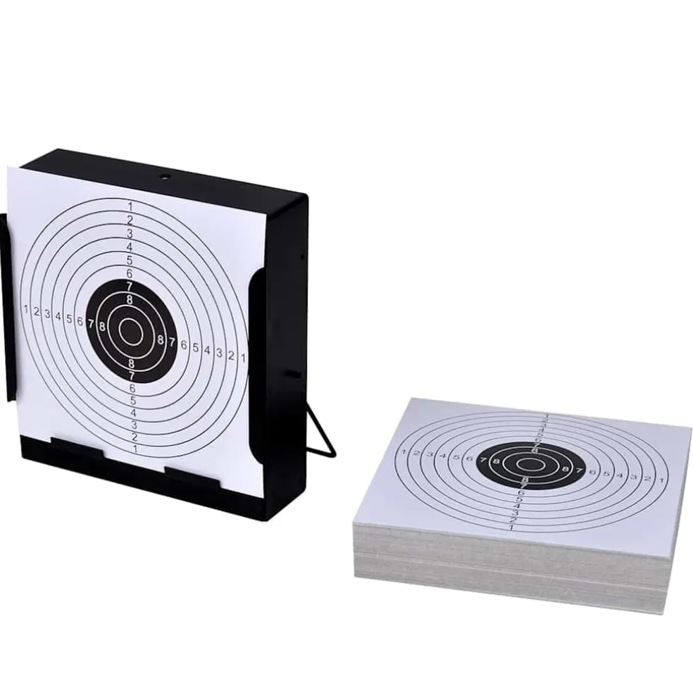 vidaXL Schietkast vierkant met 100 papieren targets 14 cm