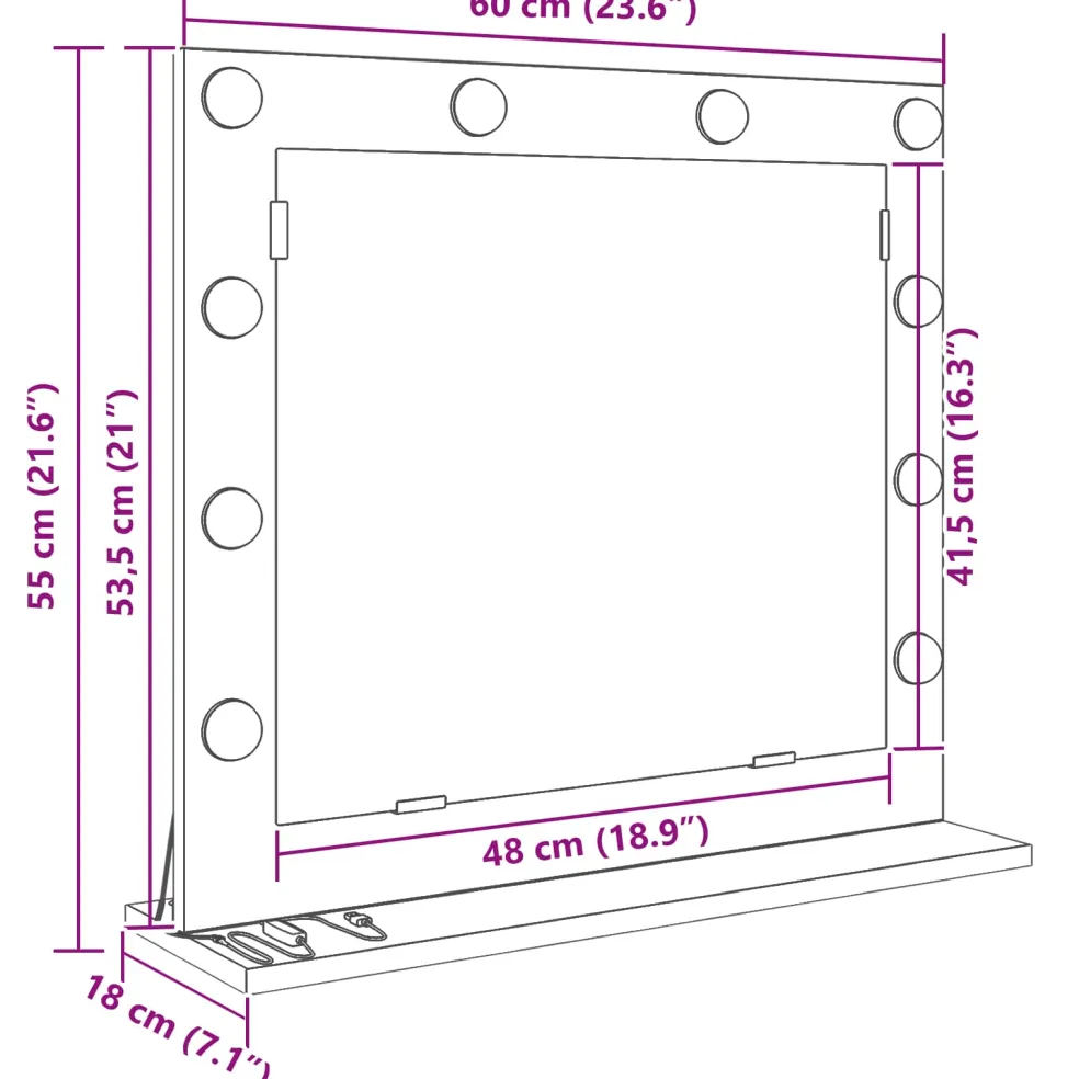 vidaXL Schmink Spiegel Gerookt eiken 60 x 55 x 18 cm Rechthoekig