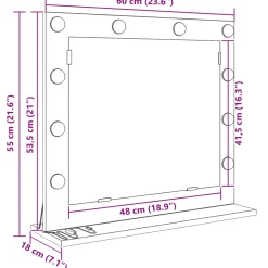 vidaXL Schmink Spiegel Oudhout 60 x 55 x 18 cm Rechthoekig