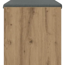 vidaXL Schoenbank met kussen Artisanaal eiken 63 x 38 x 40 cm