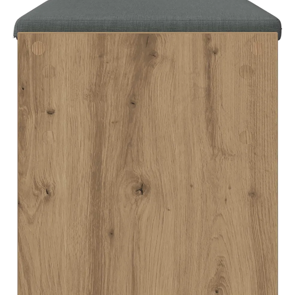 vidaXL Schoenbank met kussen Artisanaal eiken 63 x 38 x 40 cm