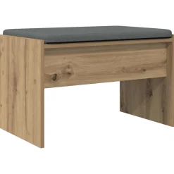 vidaXL Schoenbank met kussen Artisanaal eiken 63 x 38 x 40 cm