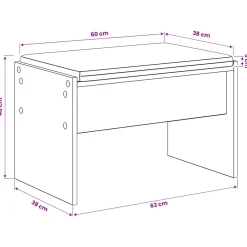vidaXL Schoenbank met kussen Artisanaal eiken 63 x 38 x 40 cm