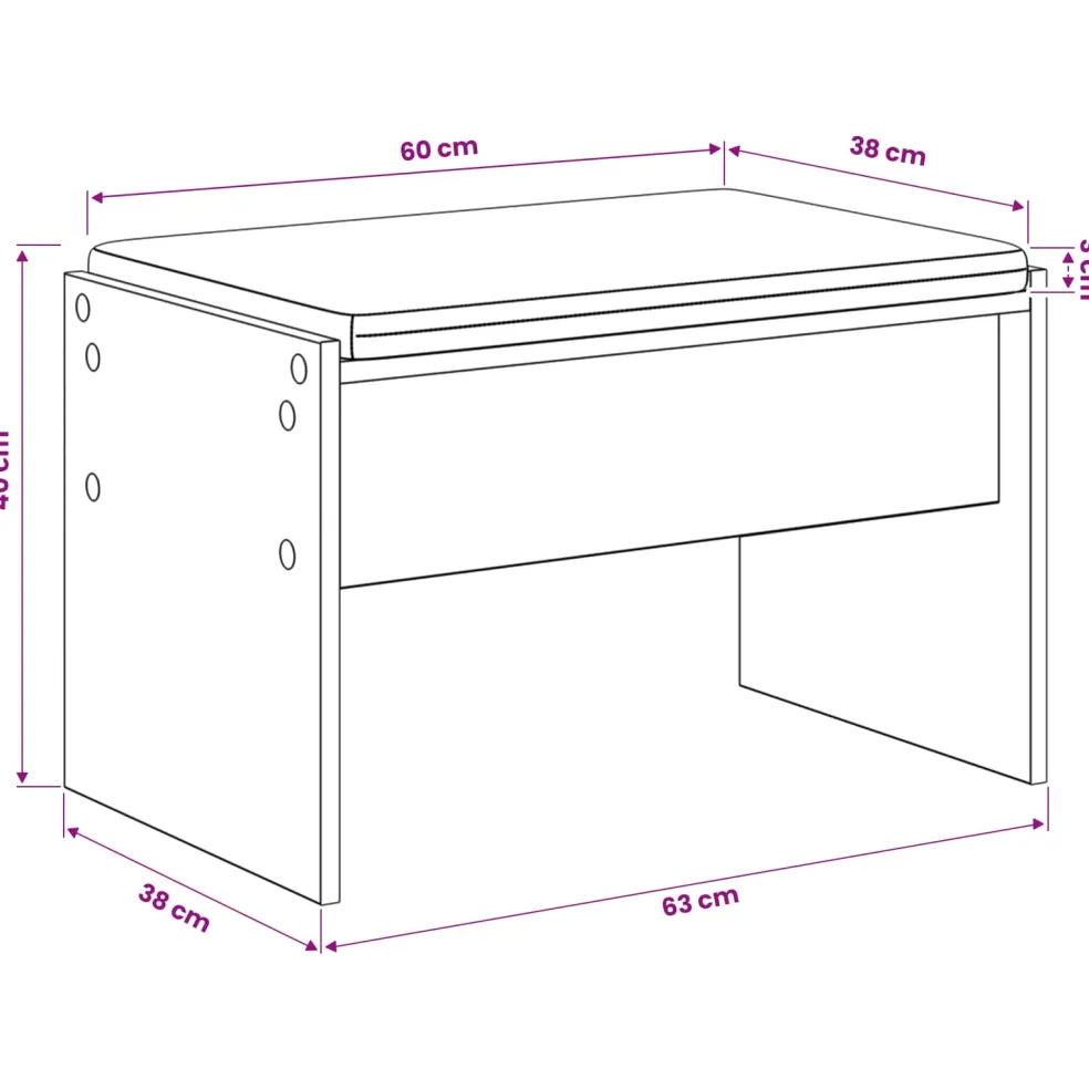 vidaXL Schoenbank met kussen Artisanaal eiken 63 x 38 x 40 cm