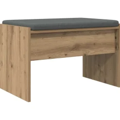 vidaXL Schoenbank met kussen Artisanaal eiken 63 x 38 x 40 cm