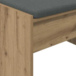 vidaXL Schoenbank met kussen Artisanaal eiken 63 x 38 x 40 cm