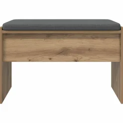 vidaXL Schoenbank met kussen Artisanaal eiken 63 x 38 x 40 cm