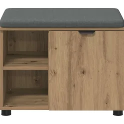vidaXL Schoenbank met kussen Artisanaal eiken 60 x 38 x 46 cm