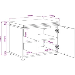 vidaXL Schoenbank met kussen Artisanaal eiken 60 x 38 x 46 cm