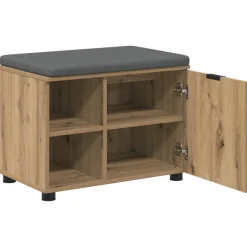 vidaXL Schoenbank met kussen Artisanaal eiken 60 x 38 x 46 cm