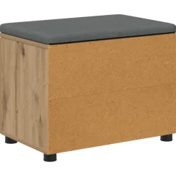 vidaXL Schoenbank met kussen Artisanaal eiken 60 x 38 x 46 cm