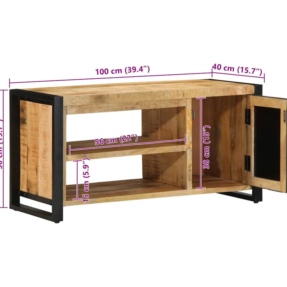 vidaXL Schoenenbank Bruin 100 x 40 x 50 cm Massief mangohout