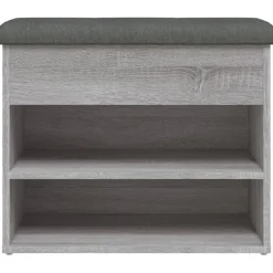 vidaXL Schoenenbankje 62x32x50 cm bewerkt hout grijs sonoma