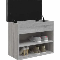 vidaXL Schoenenbankje 62x32x50 cm bewerkt hout grijs sonoma