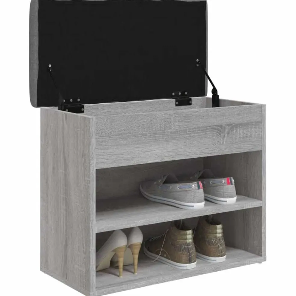 vidaXL Schoenenbankje 62x32x50 cm bewerkt hout grijs sonoma