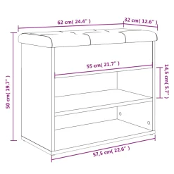 vidaXL Schoenenbankje 62x32x50 cm bewerkt hout grijs sonoma