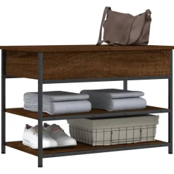 vidaXL Schoenenbankje 70x42,5x50 cm bewerkt hout bruin eikenkleur