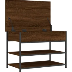 vidaXL Schoenenbankje 70x42,5x50 cm bewerkt hout bruin eikenkleur