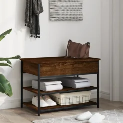 vidaXL Schoenenbankje 70x42,5x50 cm bewerkt hout bruin eikenkleur