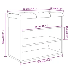 vidaXL Schoenenbankje 62x32x50 cm bewerkt hout sonoma eikenkleurig