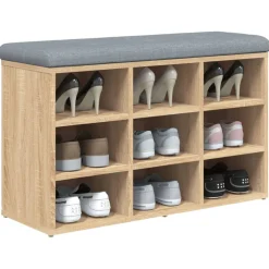 vidaXL Schoenenbank Sonoma Eiken 82x32x50 cm Bewerkt Hout