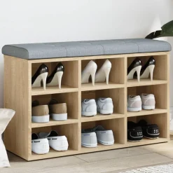 vidaXL Schoenenbank Sonoma Eiken 82x32x50 cm Bewerkt Hout